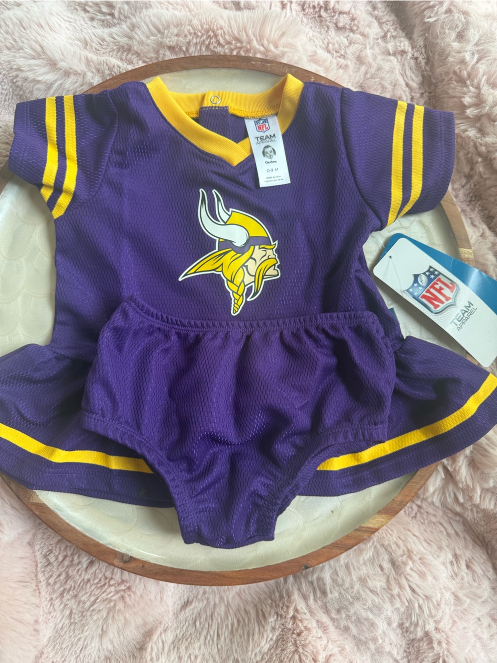 New with tags NFL Minnesota Vikings Purple Baby Girl Jersey with 0-3 months